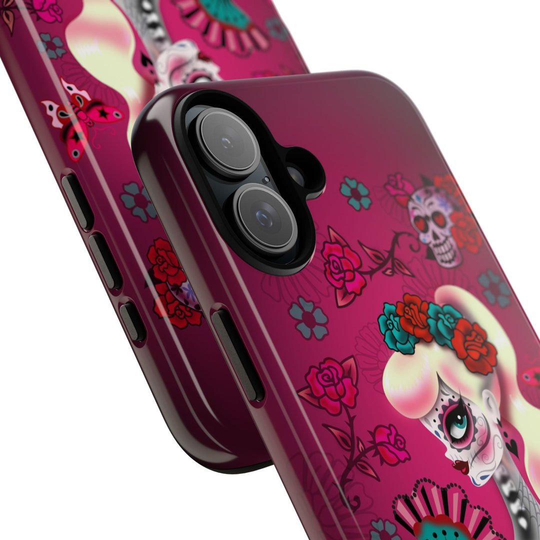 Blonde Sugar Skull Pinup Girl • Tough Phone Case