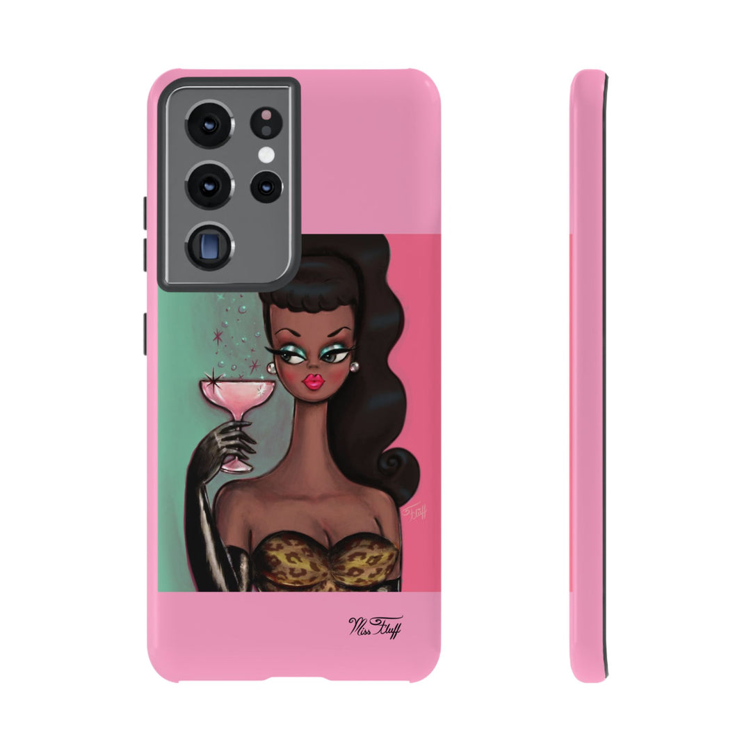 Brunette with Pink Champagne • Tough Phone Case