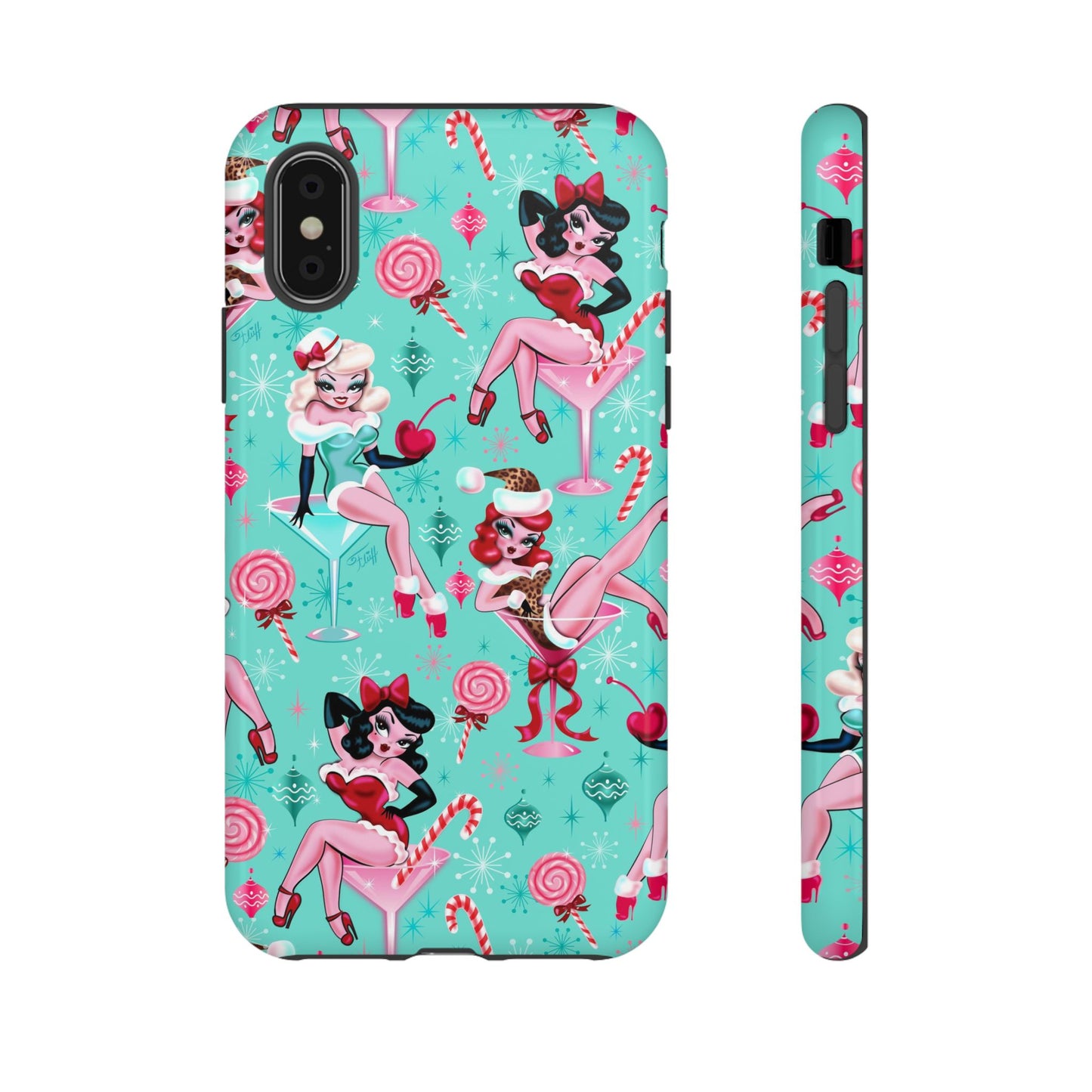 Christmas Candy Martini Pinup Girls • Tough Phone Case