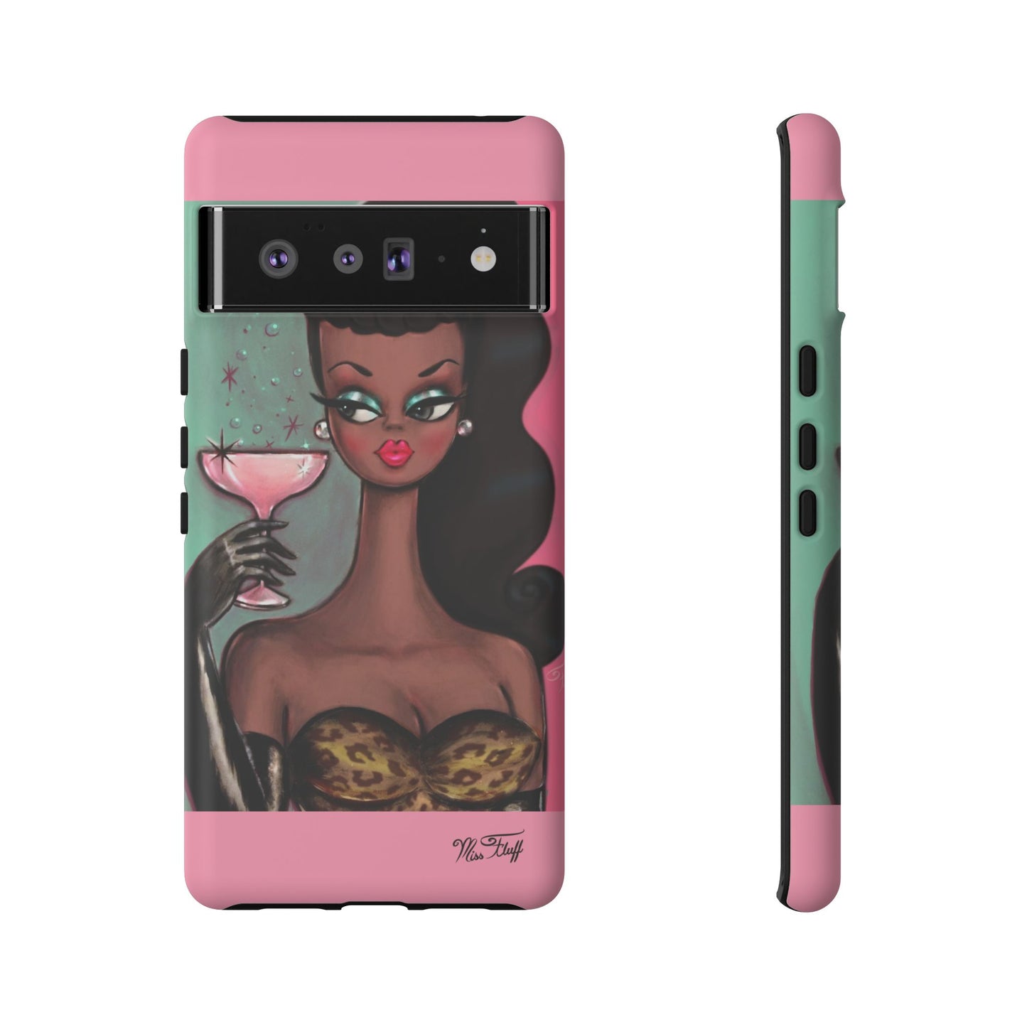 Brunette with Pink Champagne • Tough Phone Case