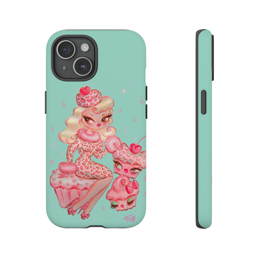 Leopard and Pink Cupcake Girl • Tough Phone Case