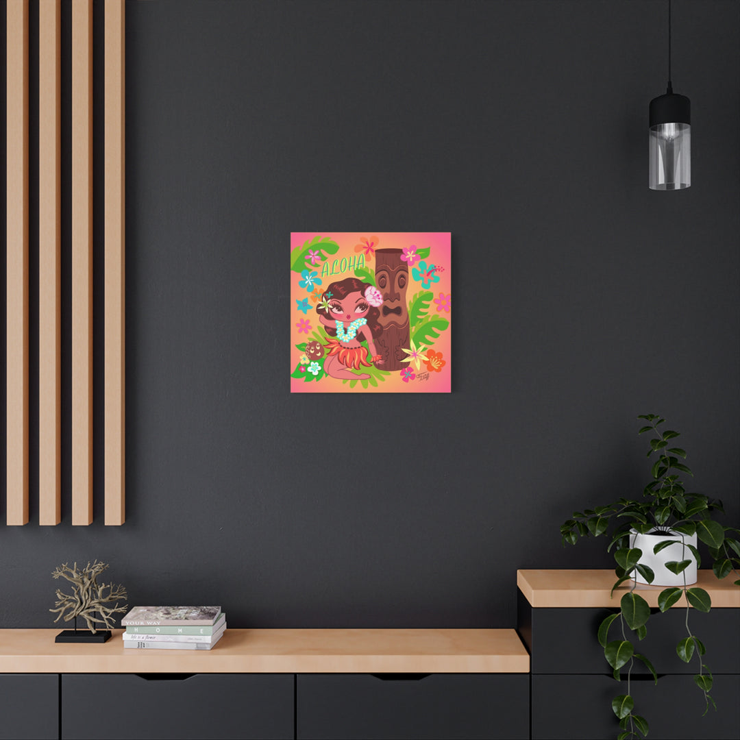 Hula Cutie with Tiki • Canvas Gallery Wrap