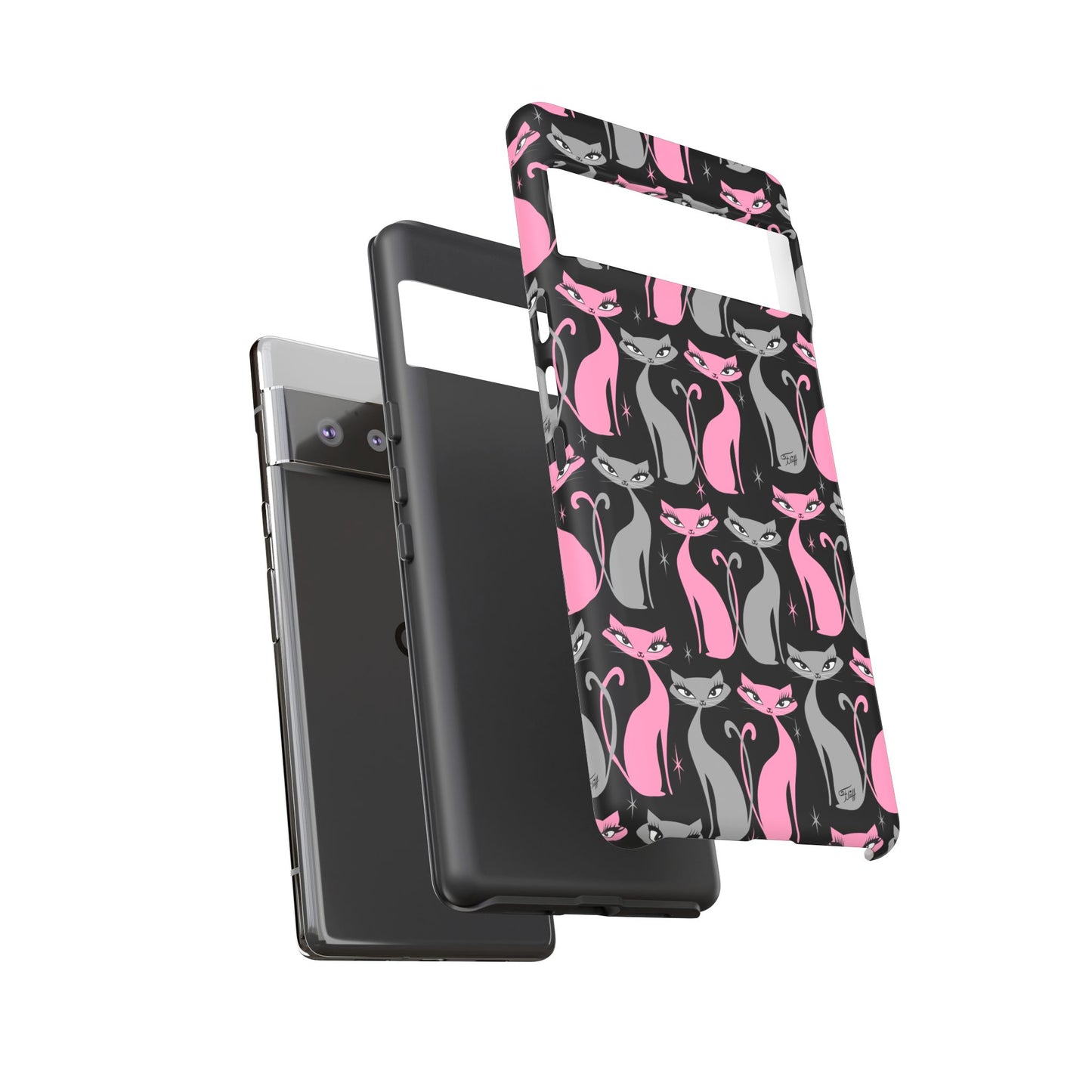 Mod Love Cats on Black • Tough Phone Case