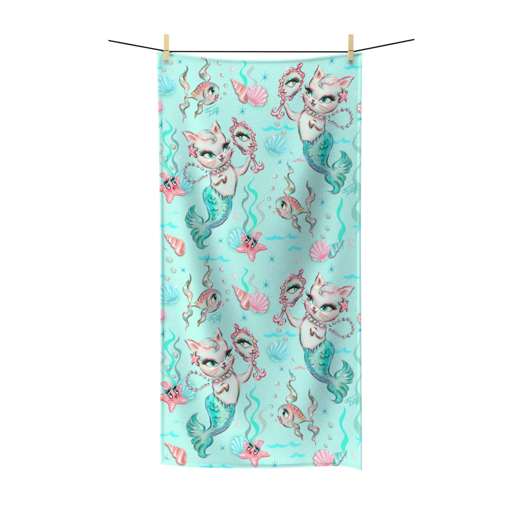 Merkittens with Pearls Aqua • Towel