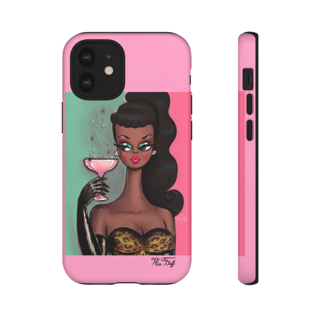 Brunette with Pink Champagne • Tough Phone Case