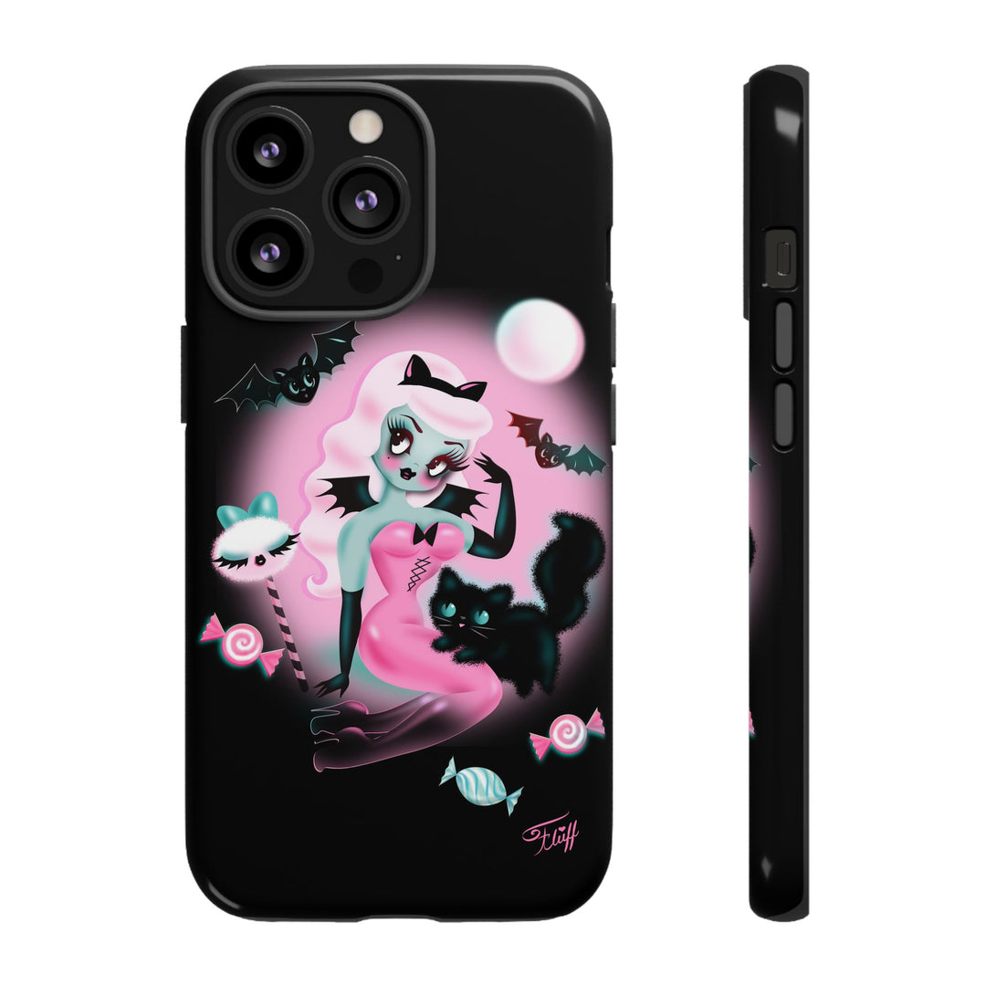 Pastel Candy Vampire with Kitty on Black • Tough Phone Case