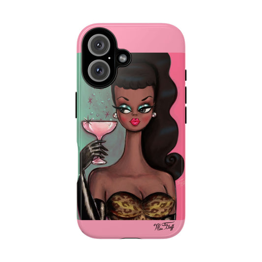 Brunette with Pink Champagne • Tough Phone Case