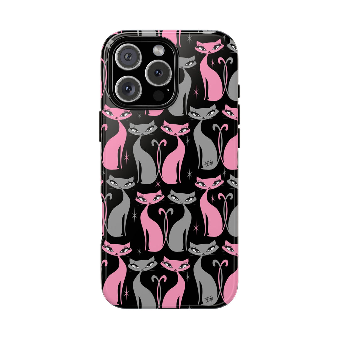 Mod Love Cats on Black • Tough Phone Case