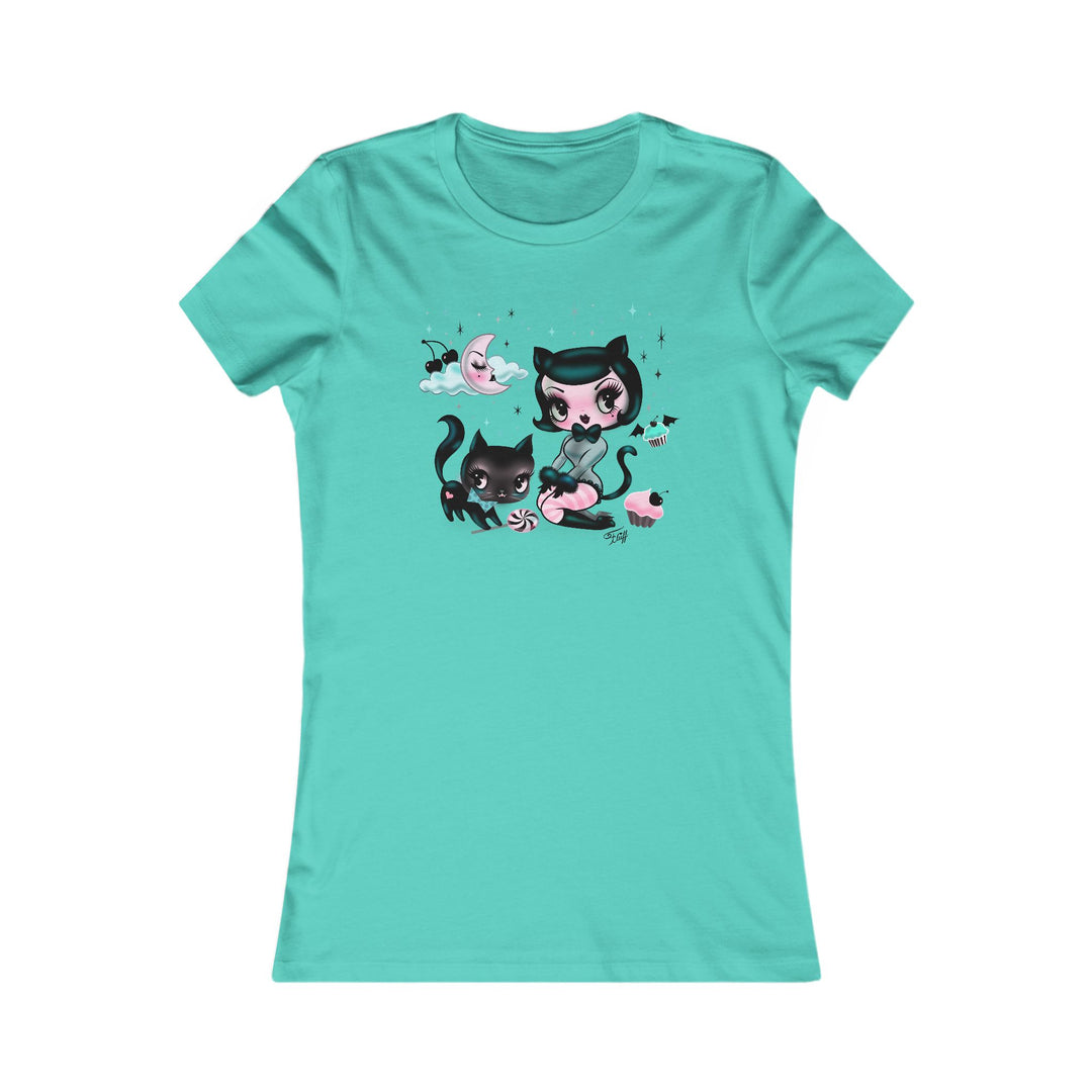 Kitten Doll with Cupcakes • Women's Form Fitting Tee