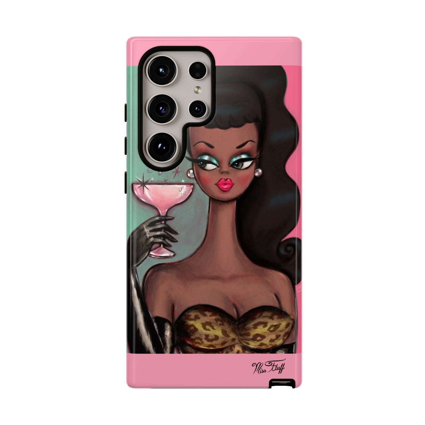 Brunette with Pink Champagne • Tough Phone Case