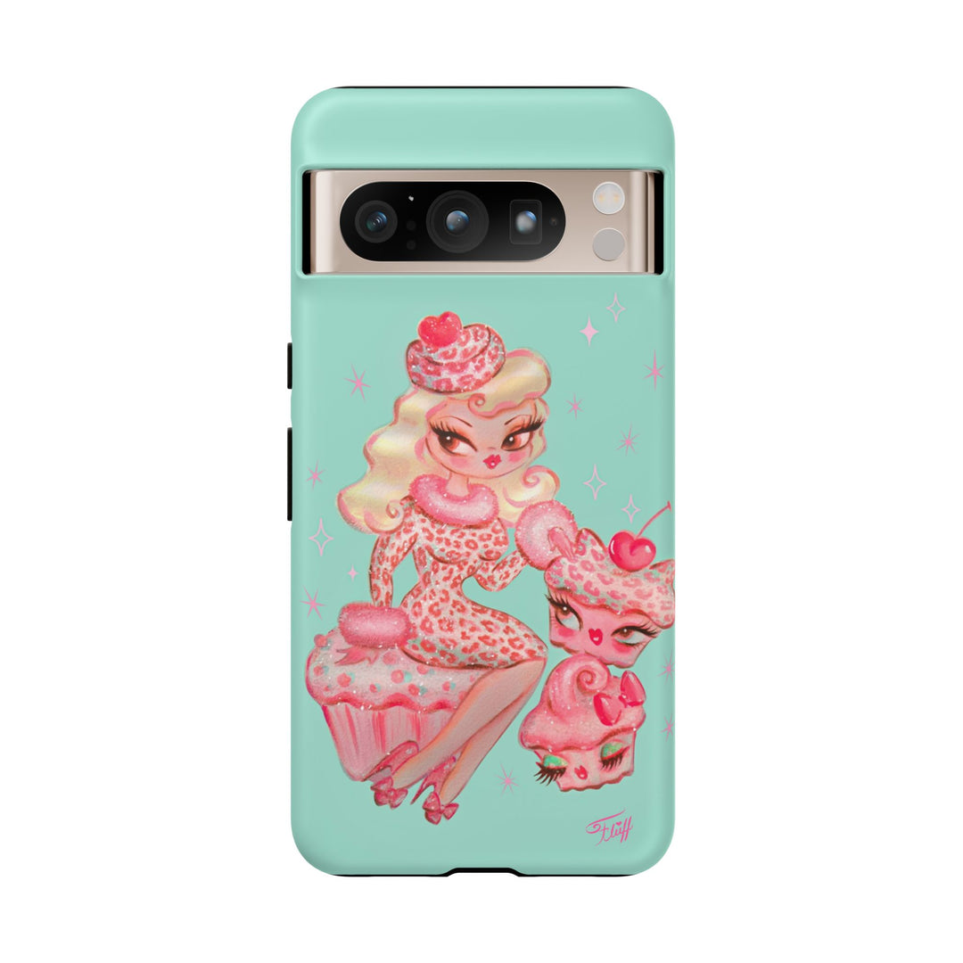 Leopard and Pink Cupcake Girl • Tough Phone Case