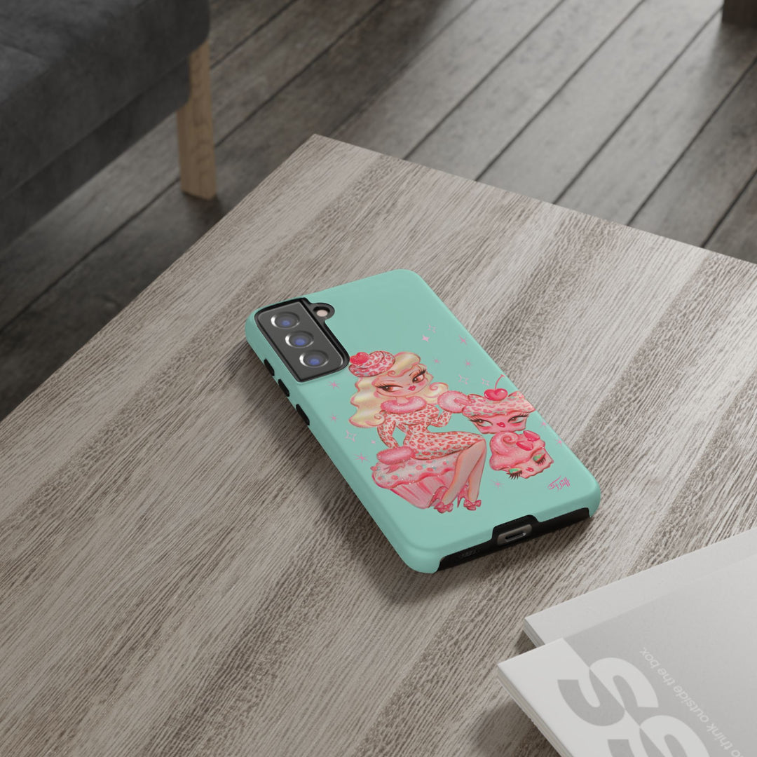 Leopard and Pink Cupcake Girl • Tough Phone Case