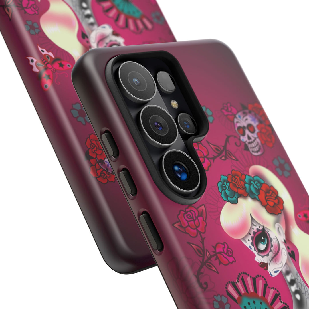 Blonde Sugar Skull Pinup Girl • Tough Phone Case