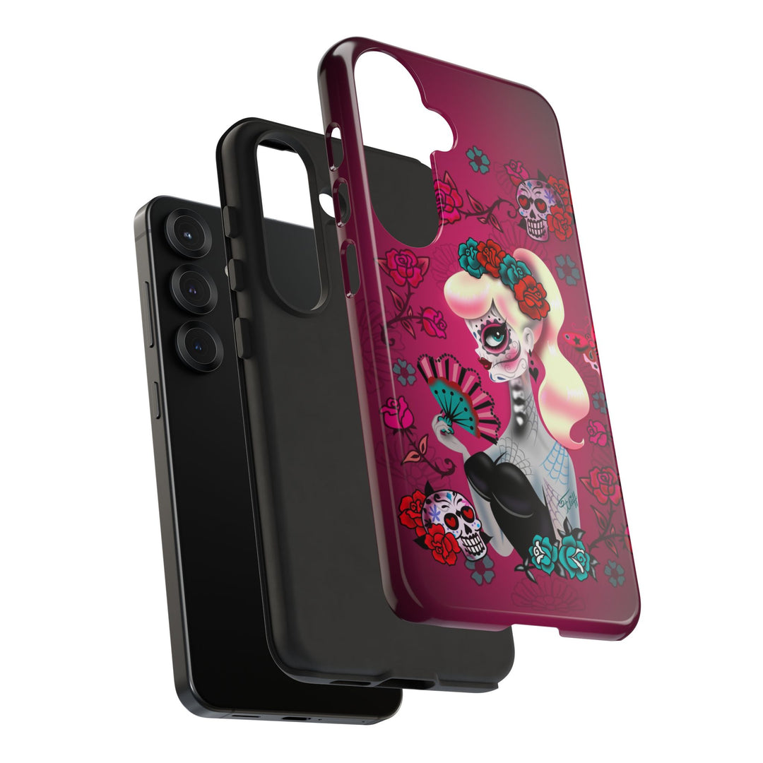 Blonde Sugar Skull Pinup Girl • Tough Phone Case