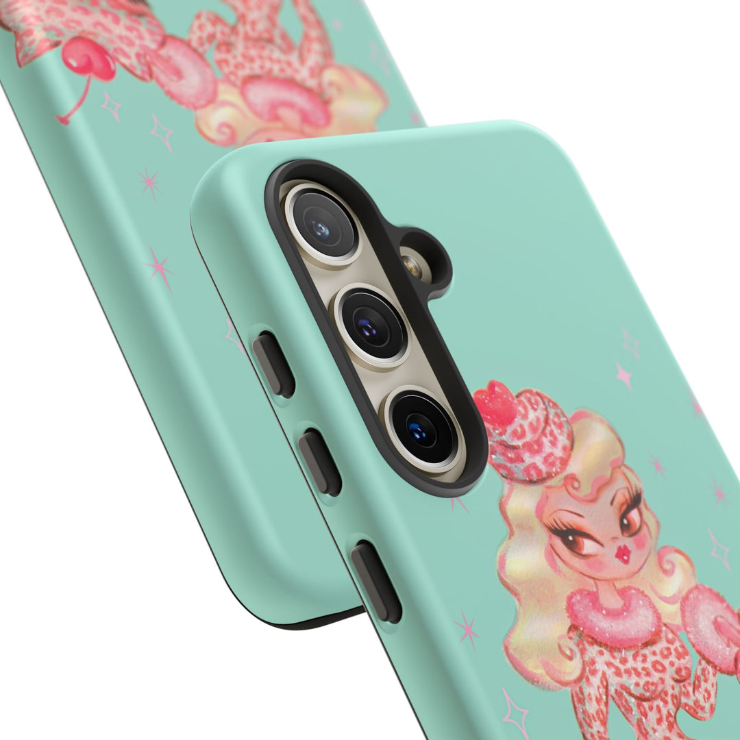 Leopard and Pink Cupcake Girl • Tough Phone Case