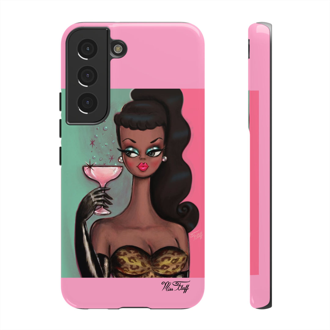 Brunette with Pink Champagne • Tough Phone Case