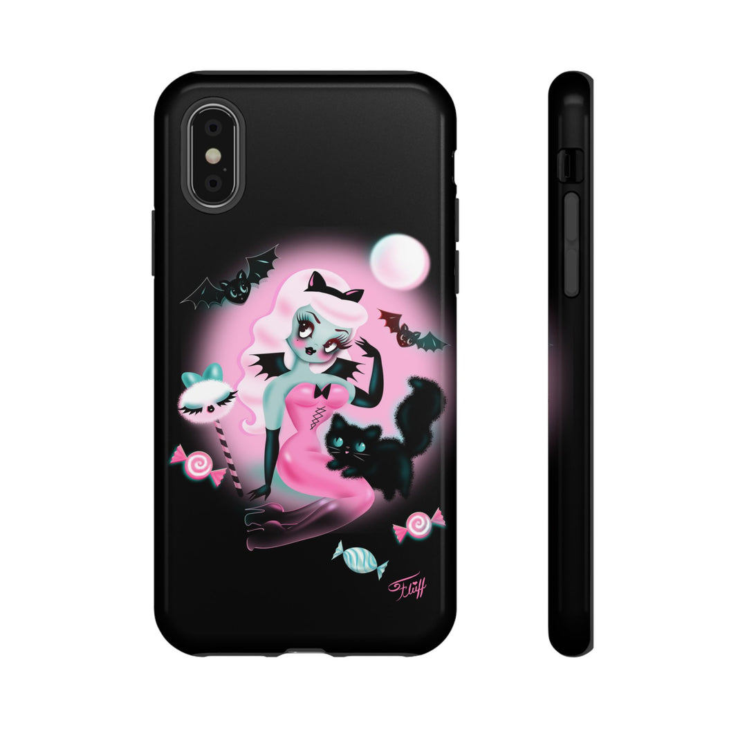 Pastel Candy Vampire with Kitty on Black • Tough Phone Case