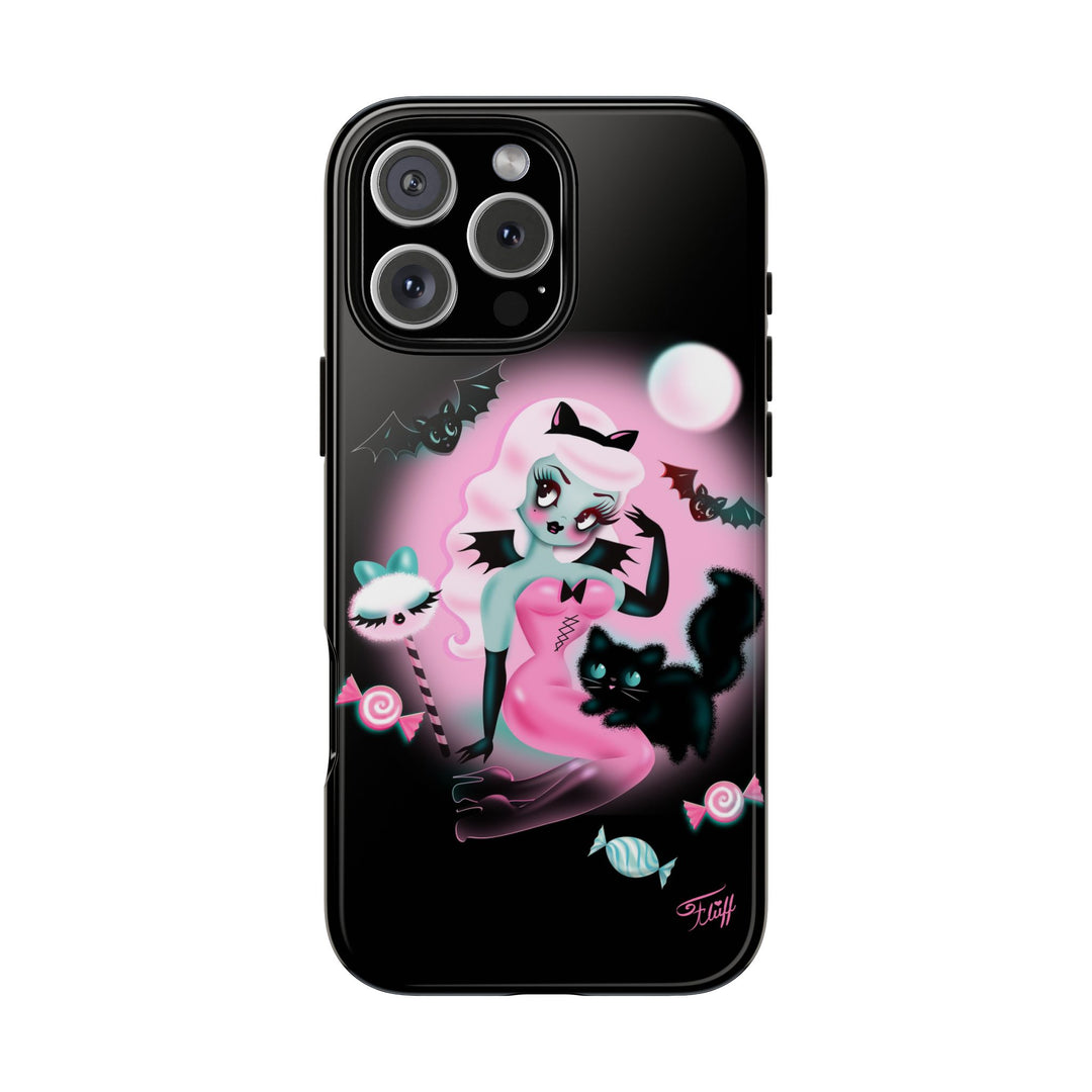 Pastel Candy Vampire with Kitty on Black • Tough Phone Case