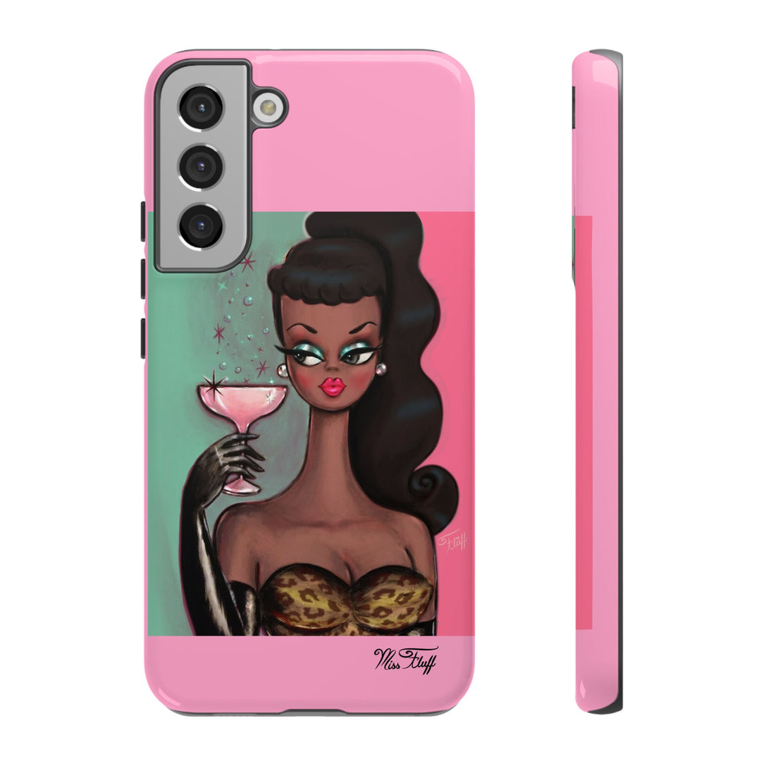 Brunette with Pink Champagne • Tough Phone Case