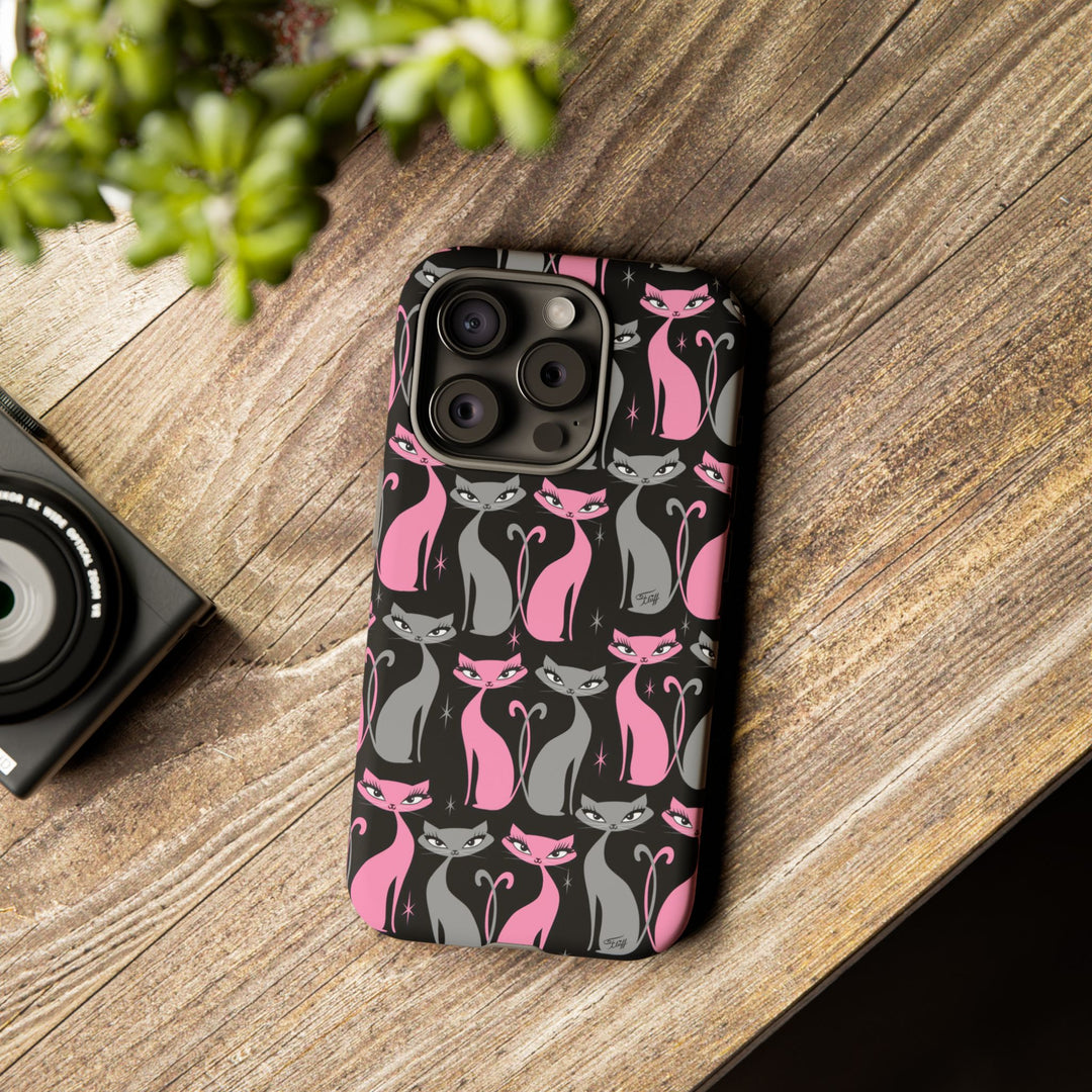 Mod Love Cats on Black • Tough Phone Case