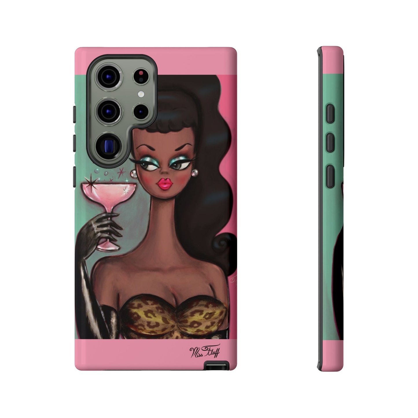 Brunette with Pink Champagne • Tough Phone Case