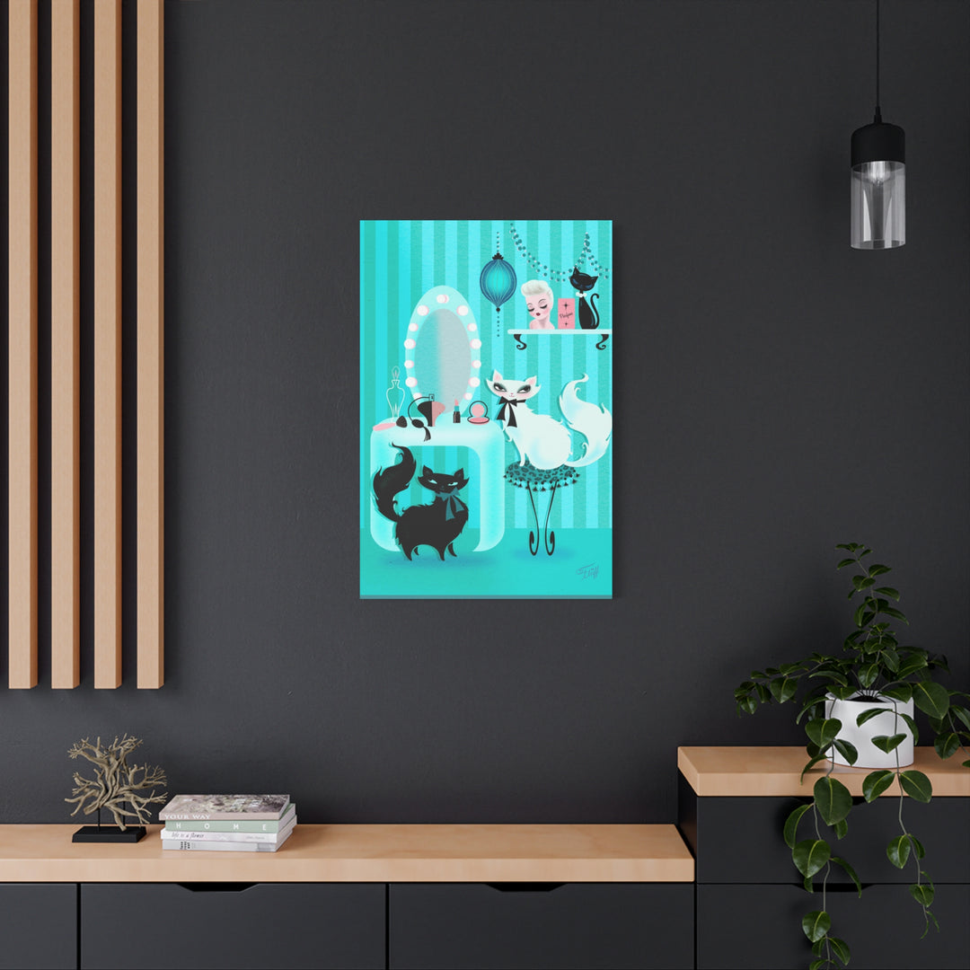 Kitties in the Boudoir Mint • Canvas Gallery Wrap