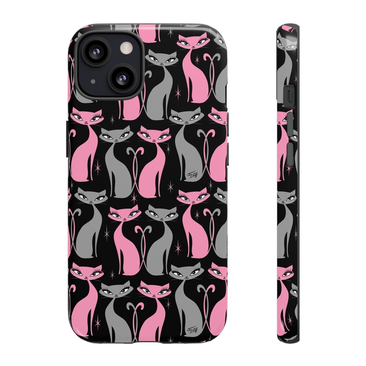 Mod Love Cats on Black • Tough Phone Case