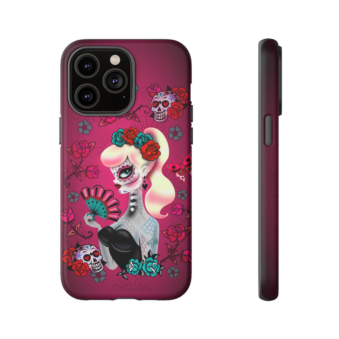 Blonde Sugar Skull Pinup Girl • Tough Phone Case