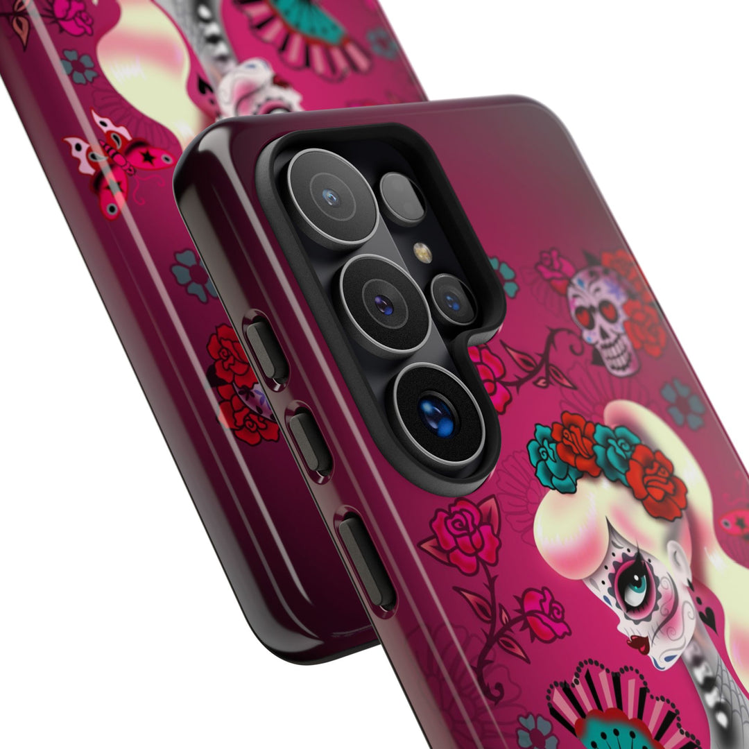 Blonde Sugar Skull Pinup Girl • Tough Phone Case
