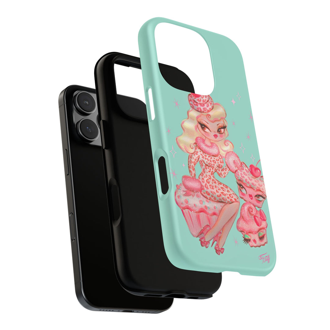 Leopard and Pink Cupcake Girl • Tough Phone Case