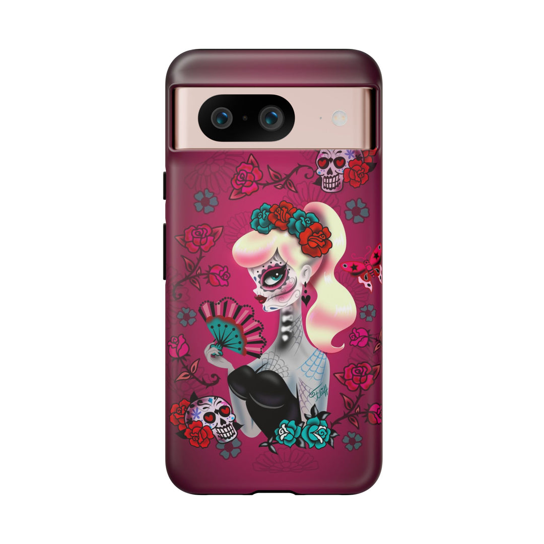 Blonde Sugar Skull Pinup Girl • Tough Phone Case