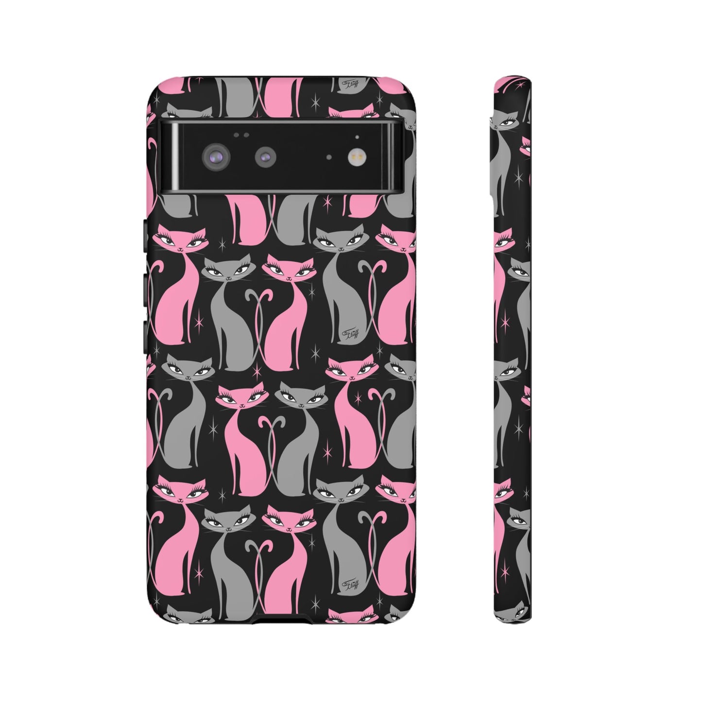 Mod Love Cats on Black • Tough Phone Case