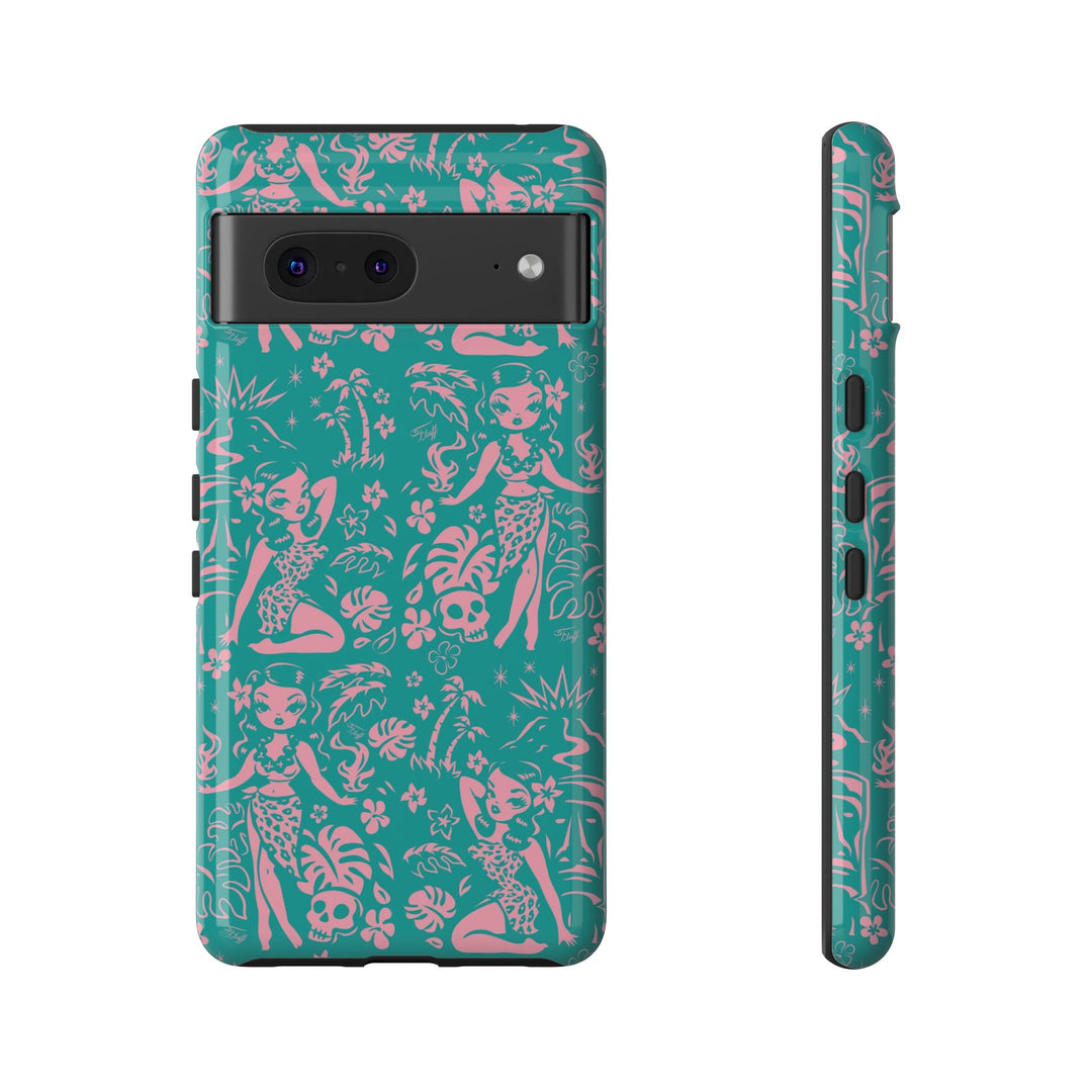 Tiki Temptress - Aqua and Pink • Tough Phone Case