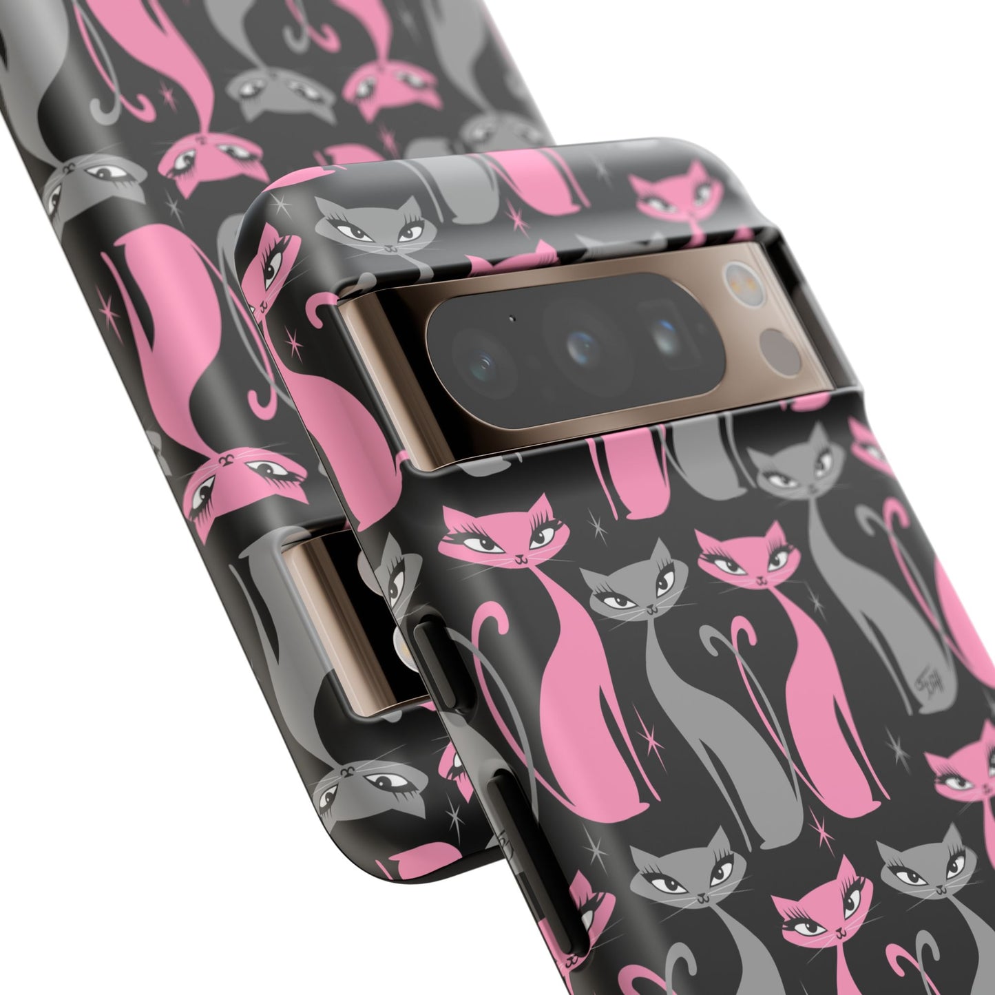 Mod Love Cats on Black • Tough Phone Case