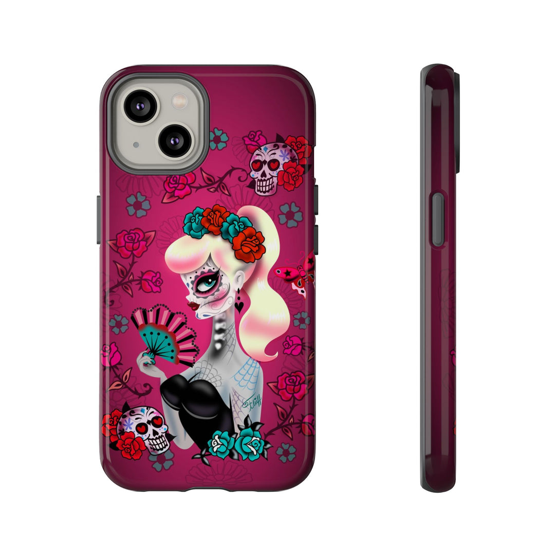 Blonde Sugar Skull Pinup Girl • Tough Phone Case