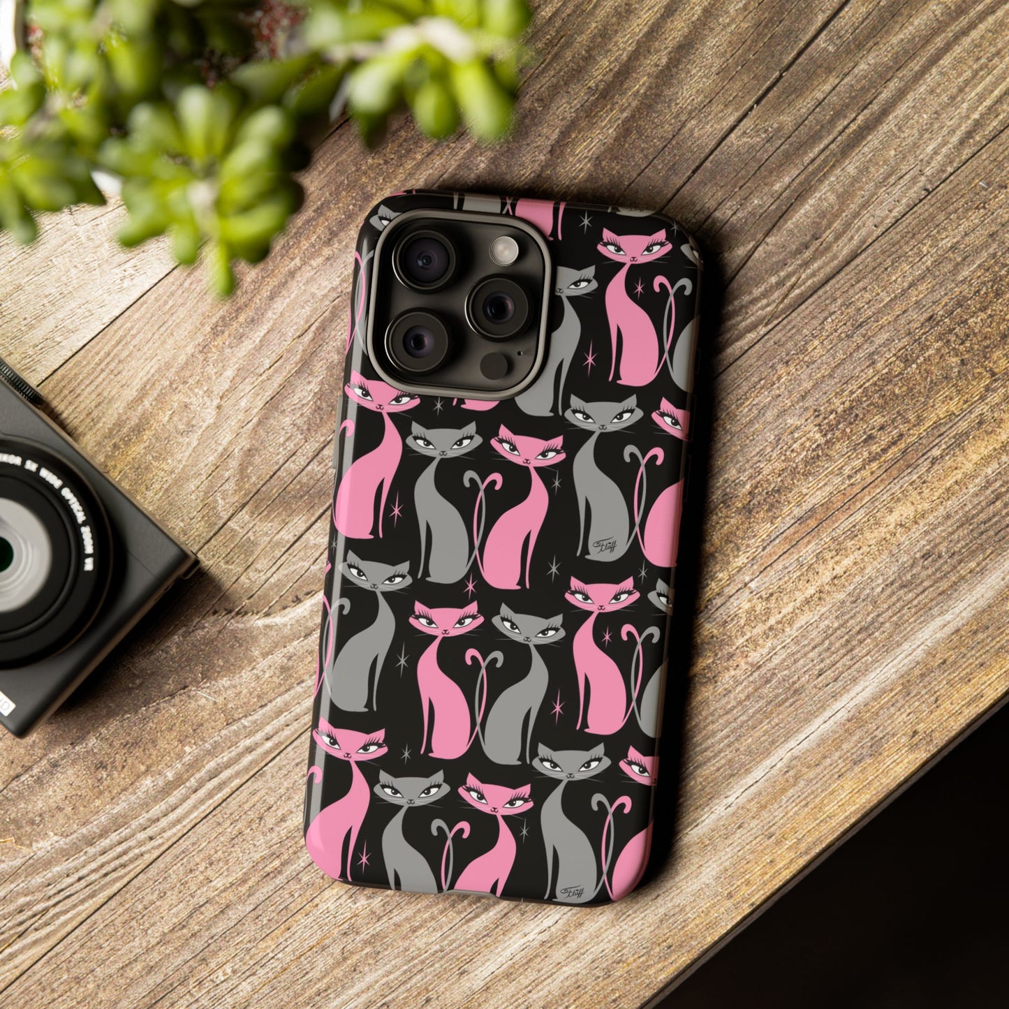 Mod Love Cats on Black • Tough Phone Case