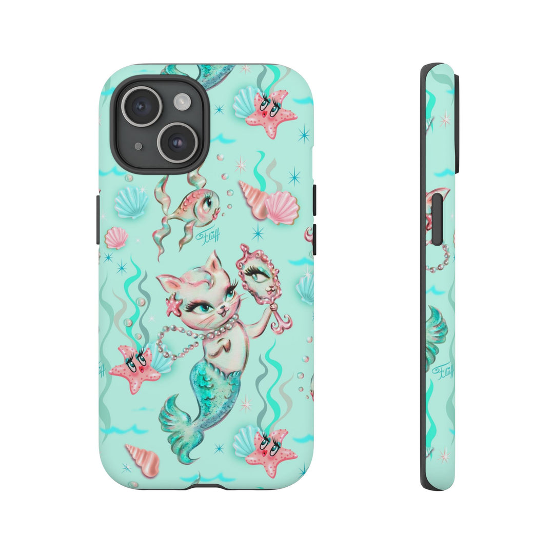 Merkitten with Pearls Aqua • Tough Phone Case