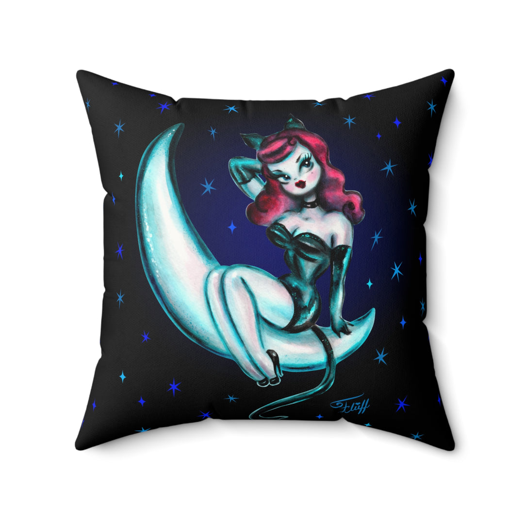 Kitten on the Moon • Faux Suede Pillow