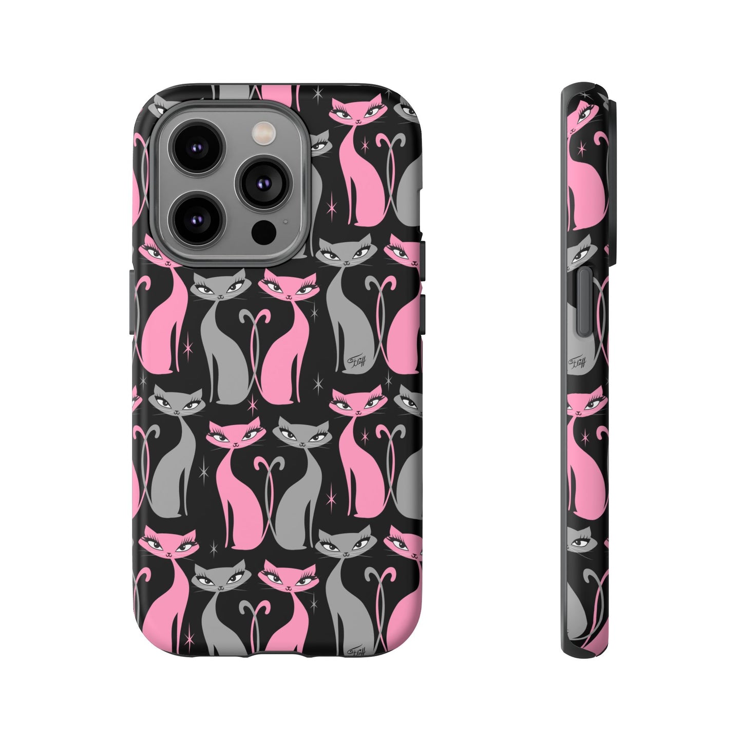 Mod Love Cats on Black • Tough Phone Case