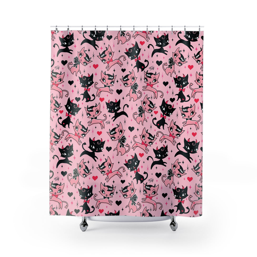 Devil Kitties Pink • Shower Curtain