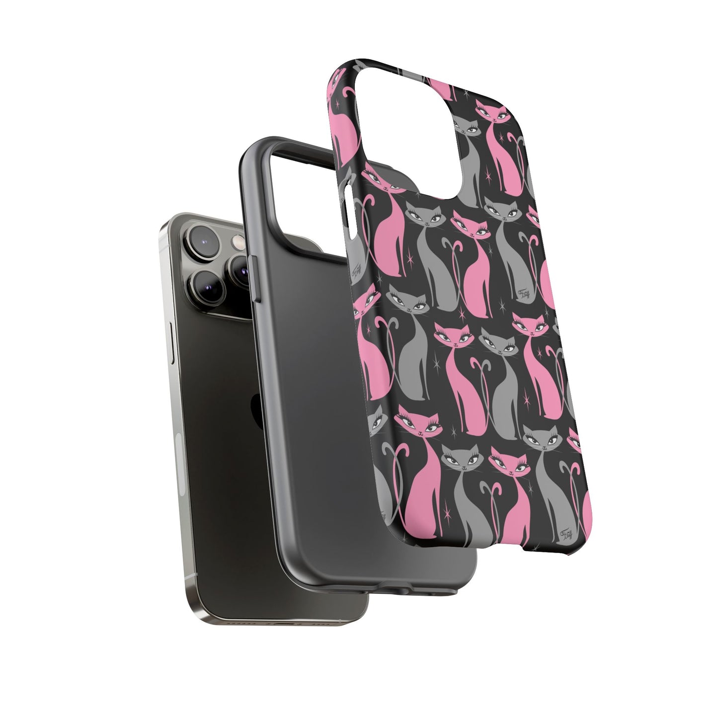 Mod Love Cats on Black • Tough Phone Case