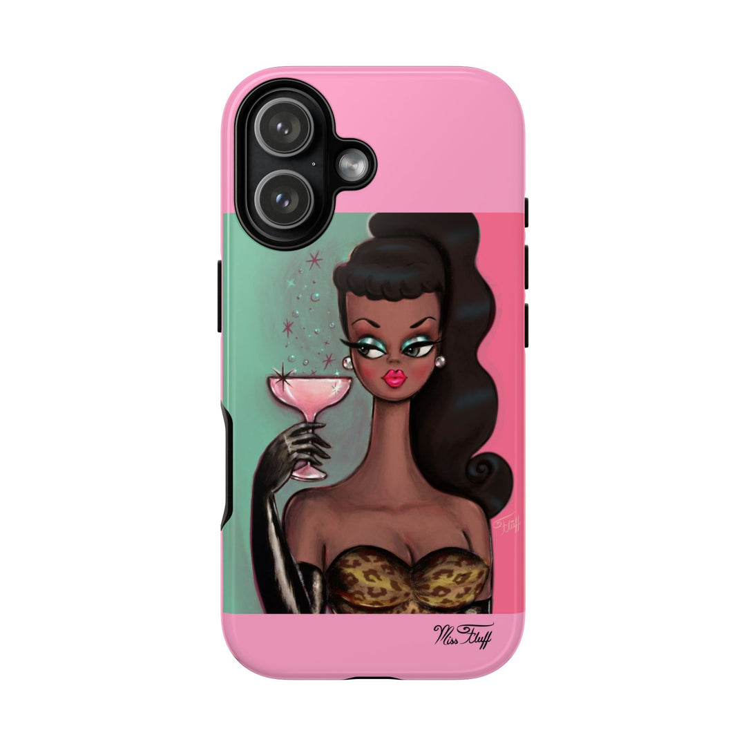 Brunette with Pink Champagne • Tough Phone Case