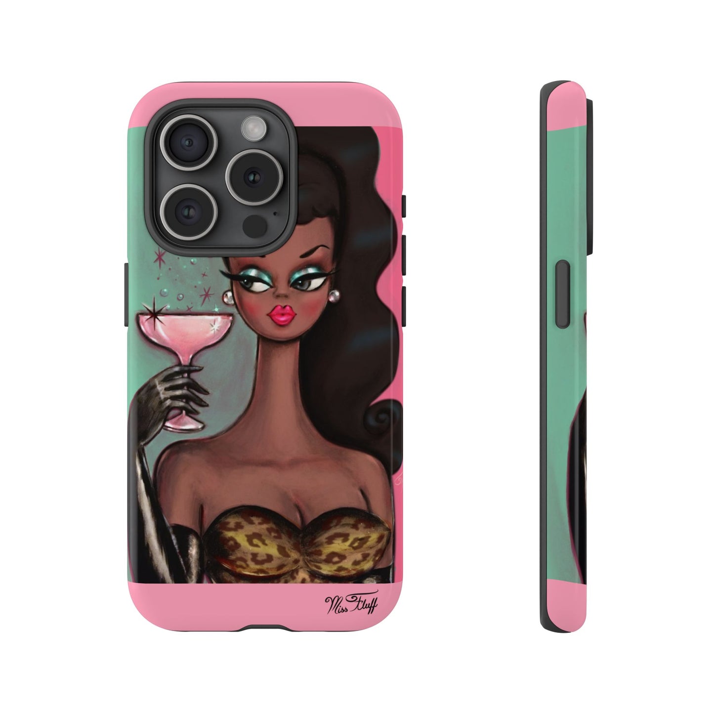 Brunette with Pink Champagne • Tough Phone Case