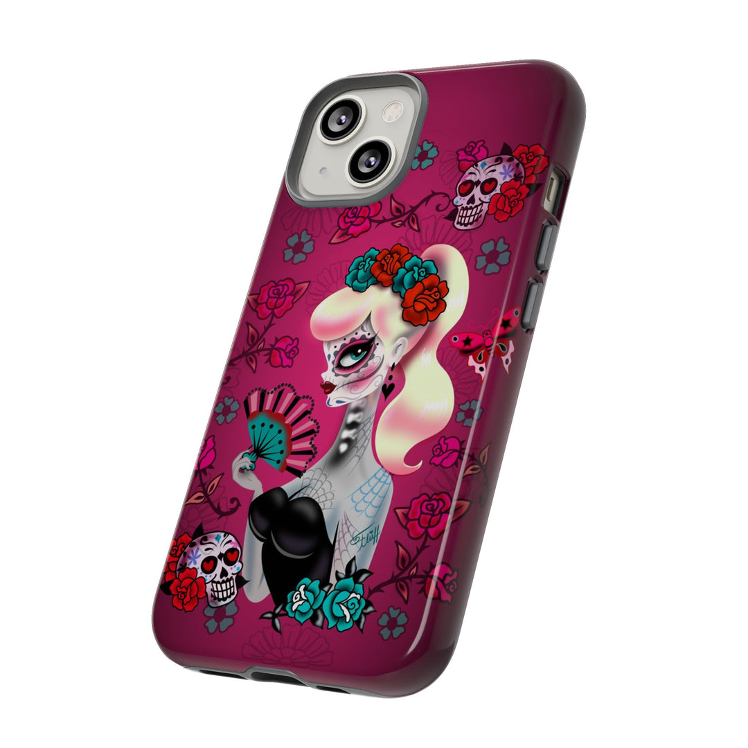 Blonde Sugar Skull Pinup Girl • Tough Phone Case