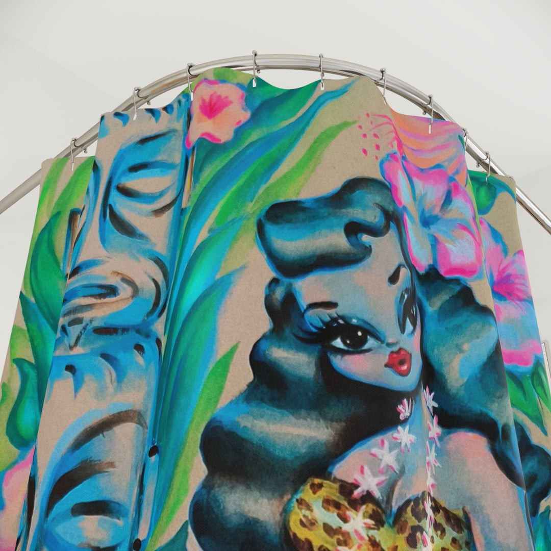 Tiki Leopard Girl • Shower Curtain