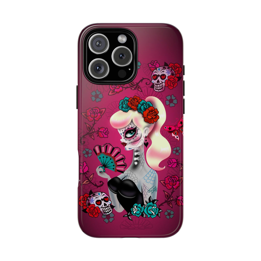 Blonde Sugar Skull Pinup Girl • Tough Phone Case