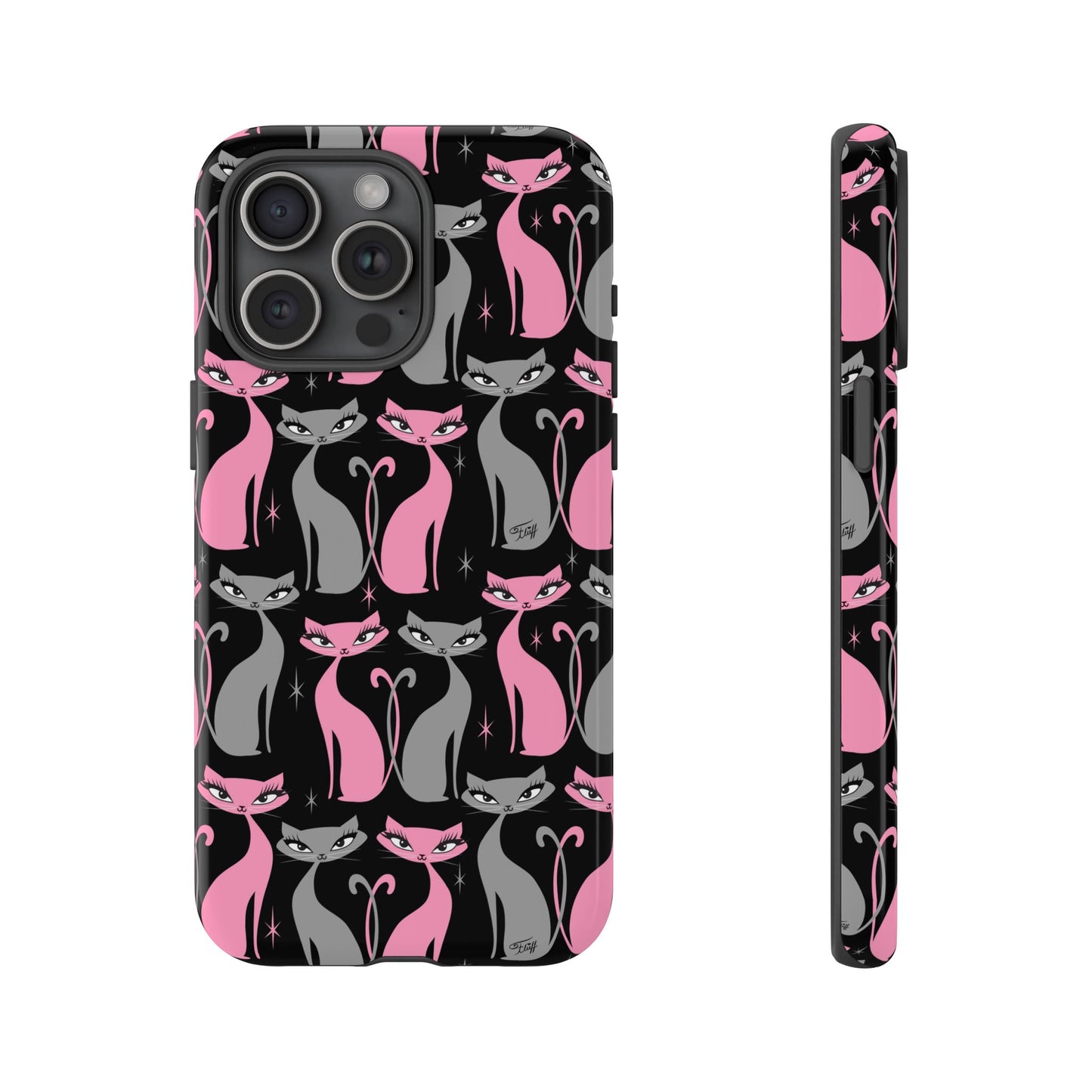 Mod Love Cats on Black • Tough Phone Case