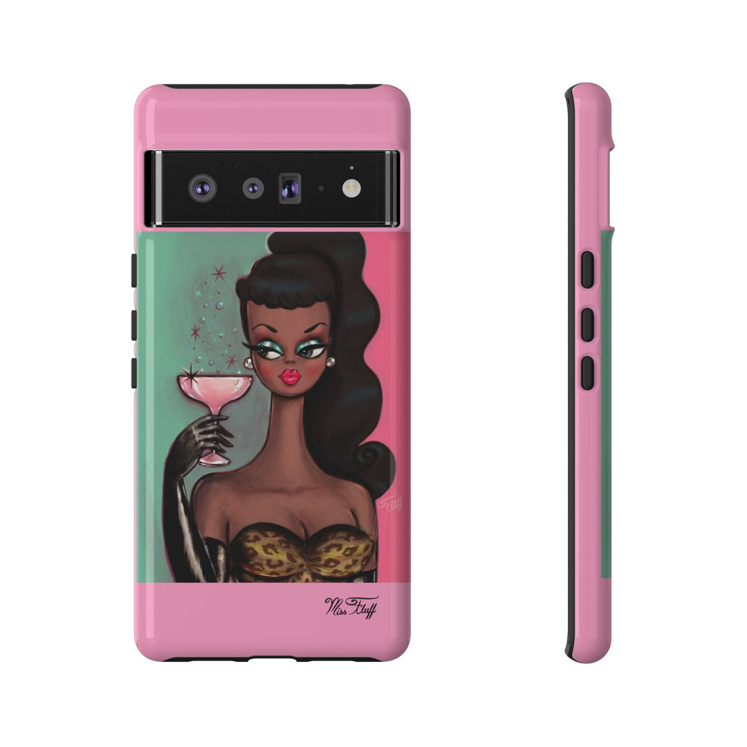 Brunette with Pink Champagne • Tough Phone Case
