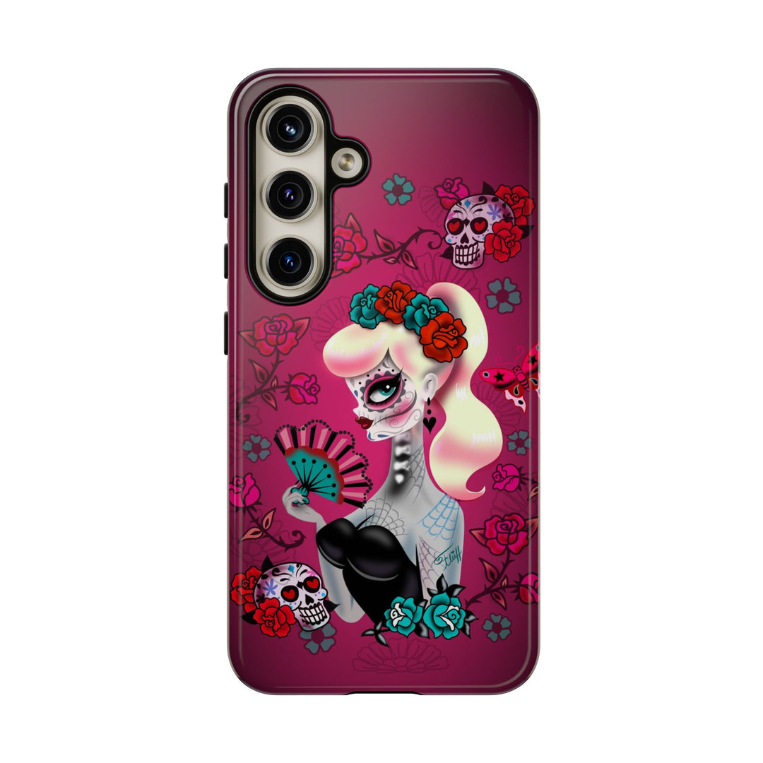 Blonde Sugar Skull Pinup Girl • Tough Phone Case