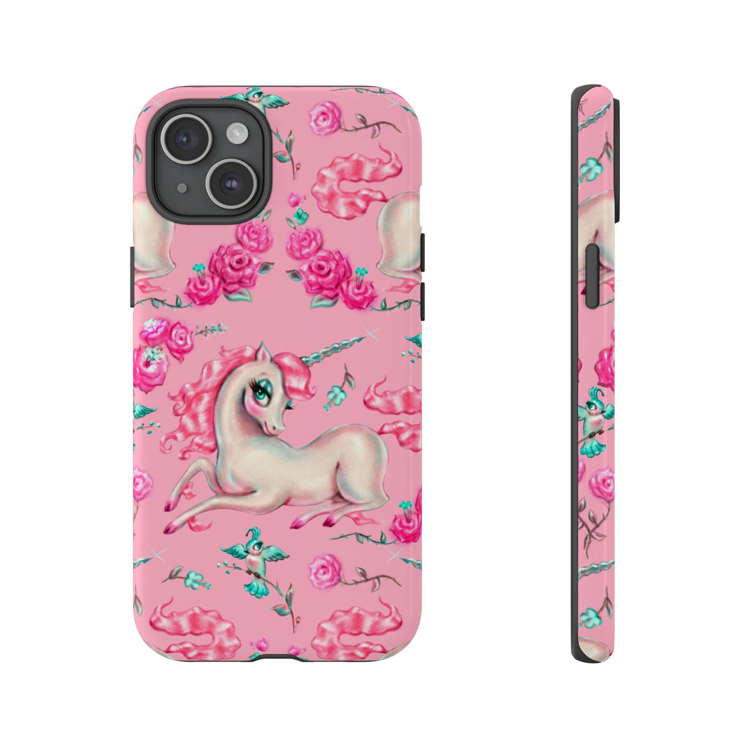Unicorns and Roses on Pink • Tough Phone Case